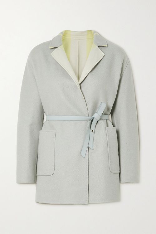 Jimi Reversible Belted Leather And Cashmere-twill Jacket - Light gray - x small