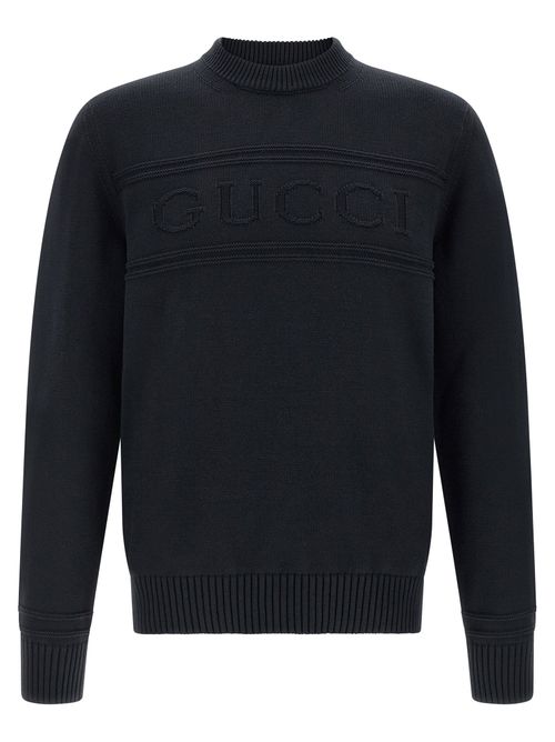 Logo-Embroidered Cotton and Wool Sweater — Black
