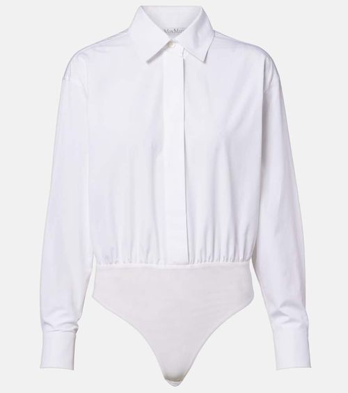 Aere cotton poplin and tulle bodysuit