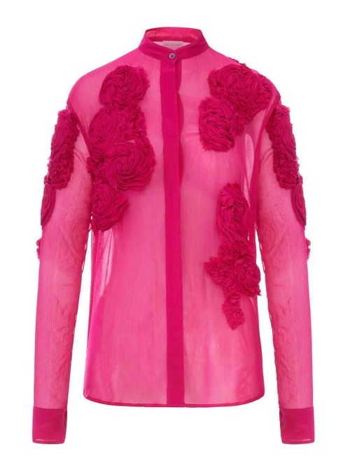 Organza Shirt With Floral Applications