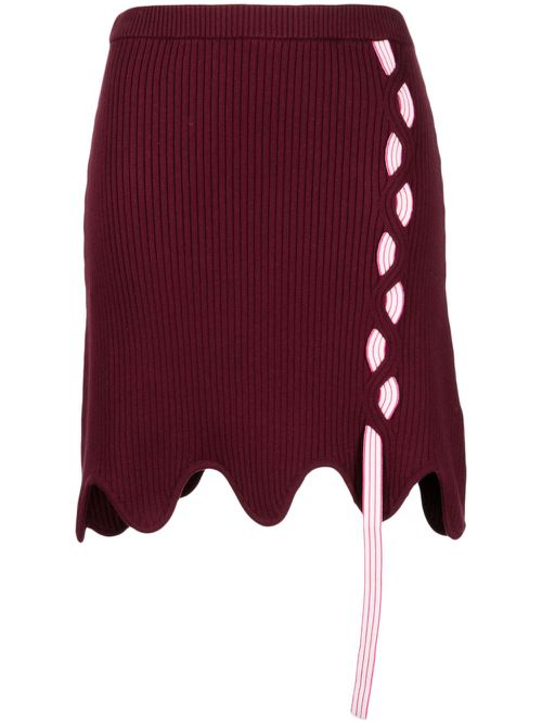 Sofia layered ribbed-knit miniskirt