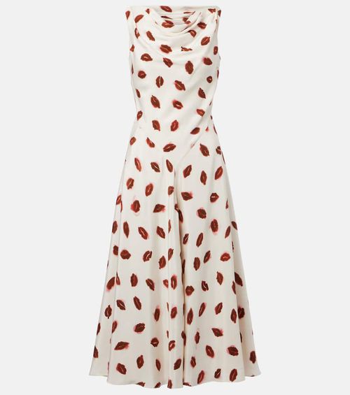 Drina printed silk midi dress