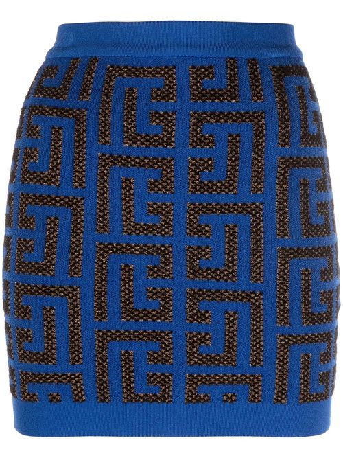 Monogram-pattern miniskirt - Blue