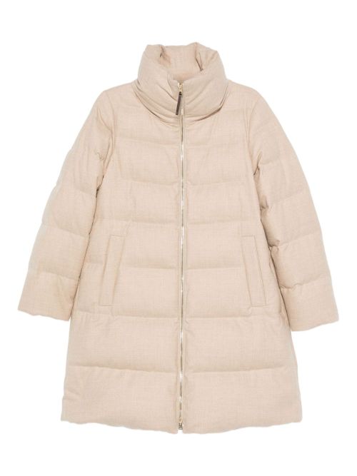 Quilted Down Down Jacket — Beige
