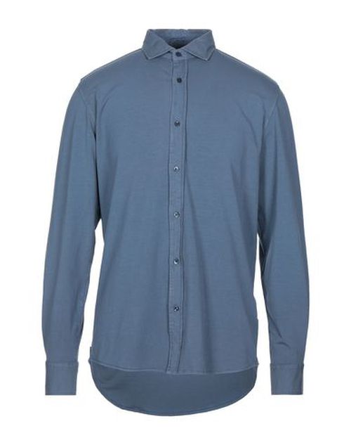 R3d Wöôd Man Shirt Slate blue Size L Cotton, Elastane