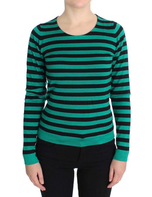 Striped Cashmere-Silk Sweater — Green