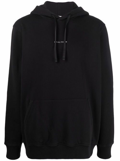 Logo-print pullover hoodie - Black