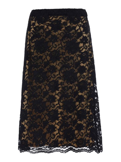 Lace A-Line Skirt — Black
