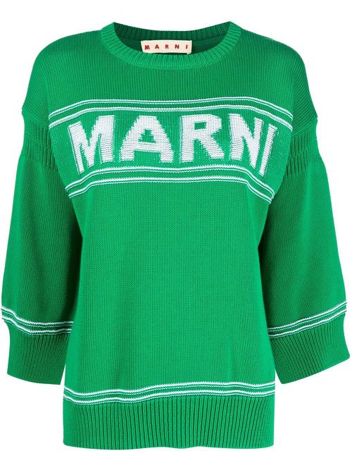 Logo intarsia-knit jumper - Green