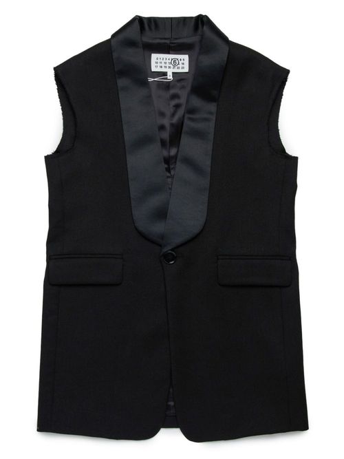 Shawl-contrasting-lapels vest - Black