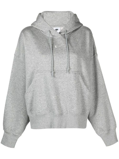 Logo-embroidered drawstring hoodie - Grey