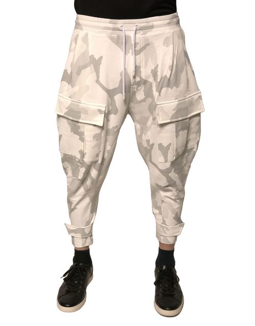Camouflage Cotton Joggers — White
