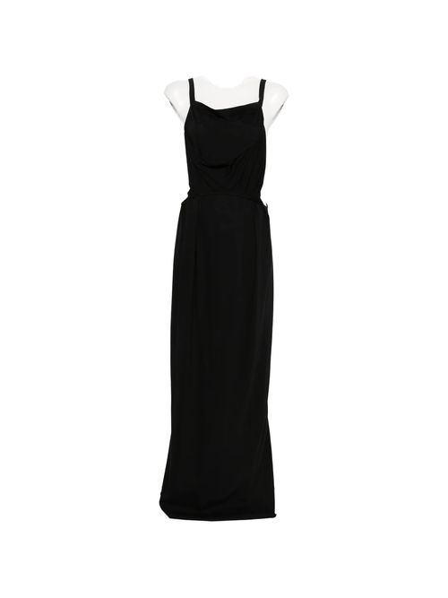Long Cotton T-Shirt Dress with Center Back Slit and Low-Cut Back