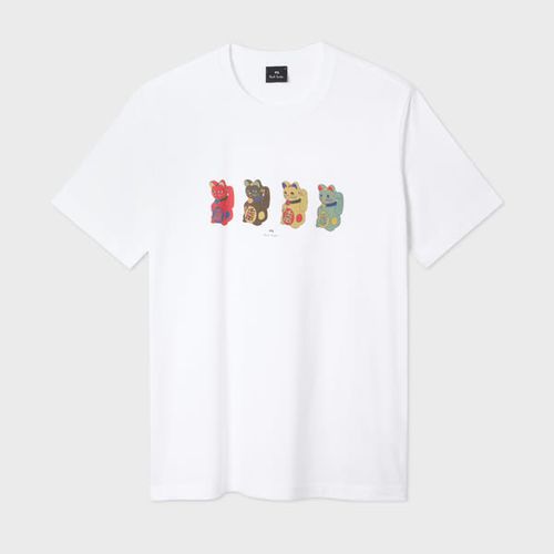 White 'Lucky Cats' Print T-Shirt
