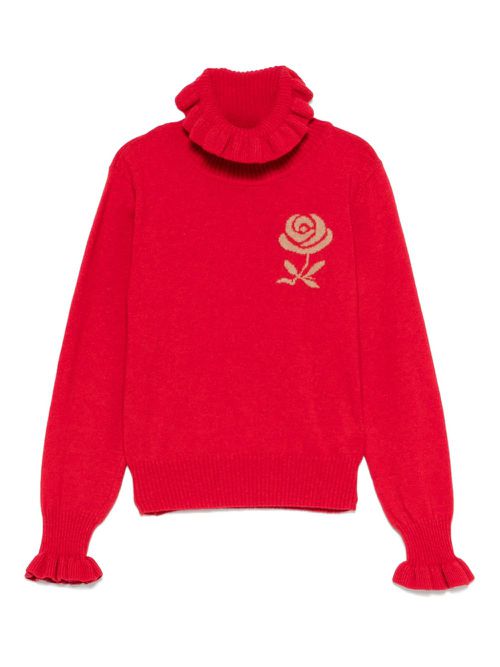 Jacquard-rose sweater - Red