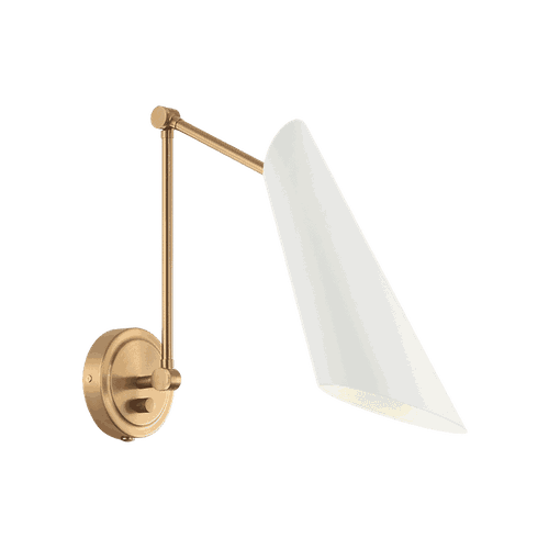 Aged Gold Brass White One Light Wall Sconce from the Butera Collection