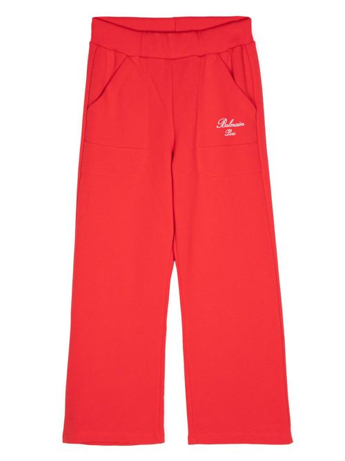 Logo-print cotton trousers - Red