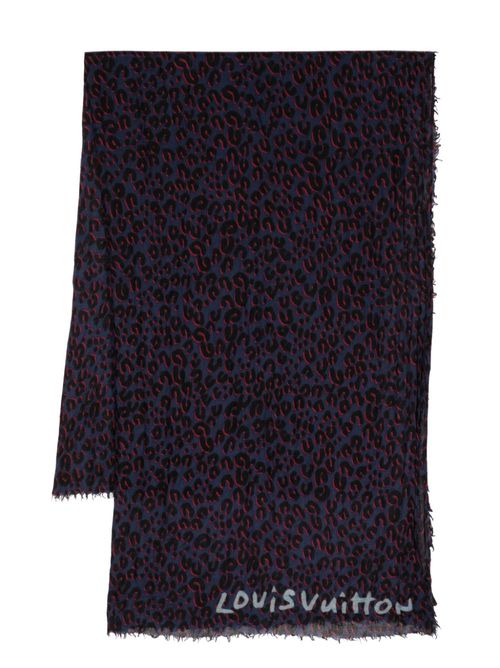 Pre-owned cheetah print scarf - Blue
