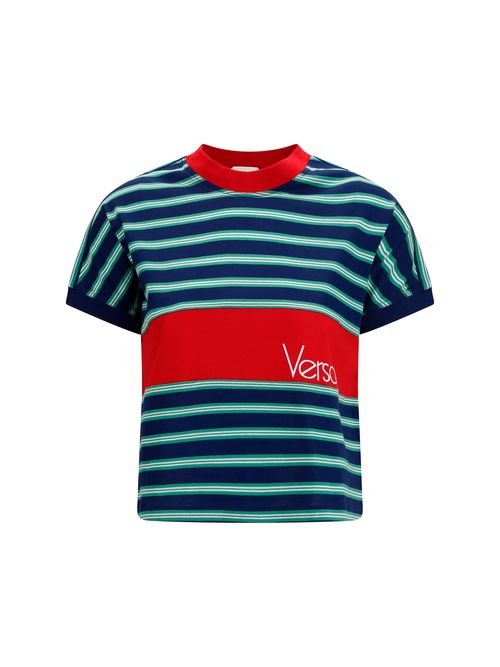 Striped Cotton T-Shirt — Navy