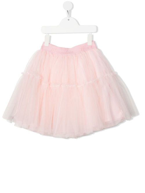Waistband-logo tulle skirt - Pink