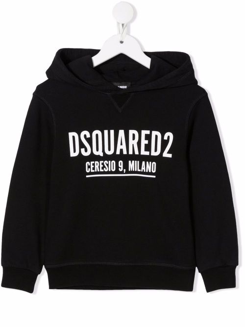 Logo-print cotton hoodie - Black