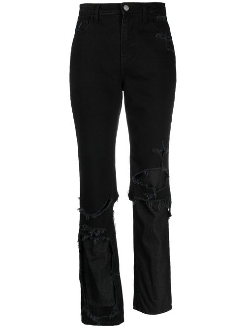 High-waisted denim jeans - Black