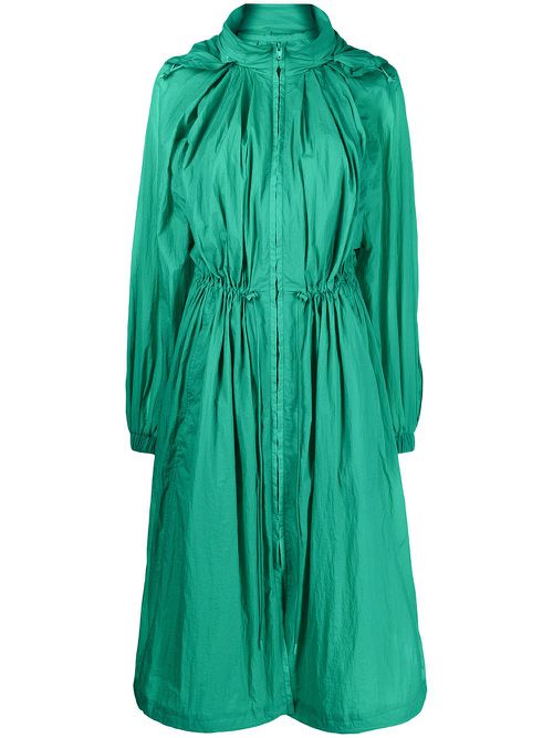 Ruched hooded dress - Green