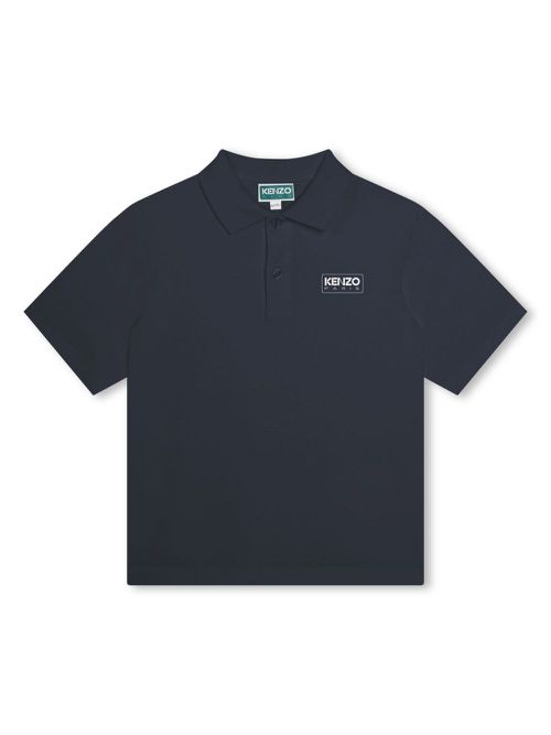 Logo-print piqué-weave polo shirt - Blue