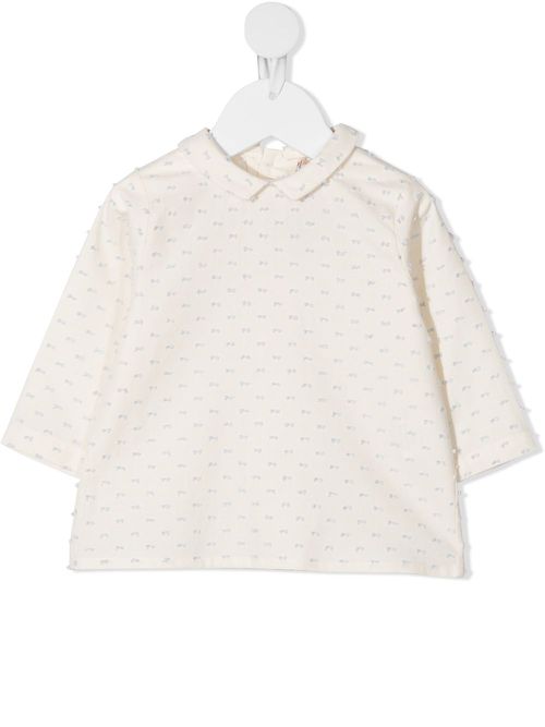 Textured stitched cotton sweatshirt - White