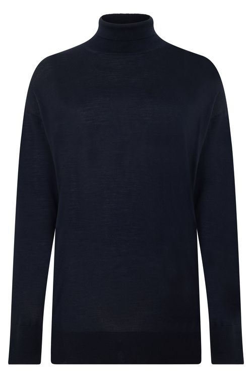 Virgin Wool Turtleneck Sweater — Navy