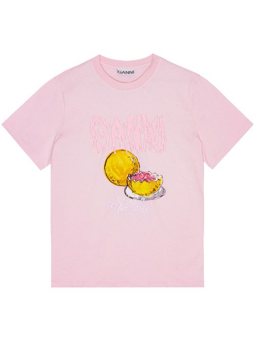 Logo appliqué graphic print t-shirt - Pink