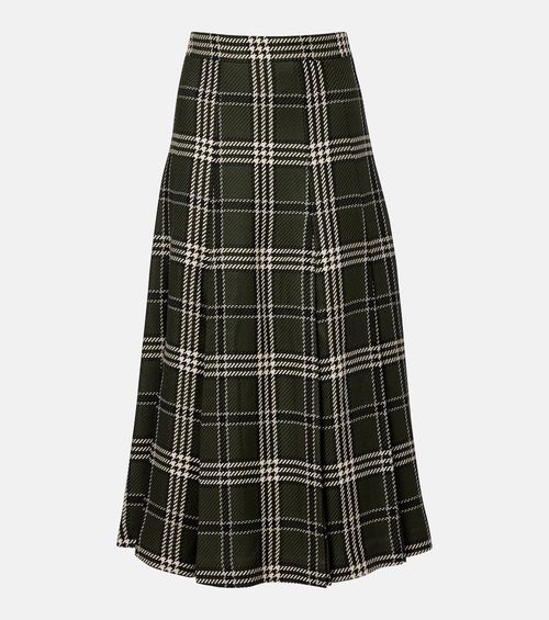 Kensie checked wool-blend midi skirt