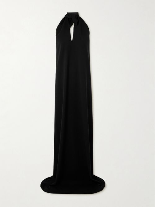 Cutout Wool Halterneck Maxi Dress - Black