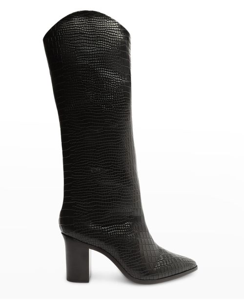 Analeah Snake-Print Leather Tall Boots