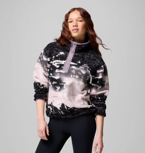 Women's Helvetia  II Printed Cropped Half Snap Fleece Pullover-