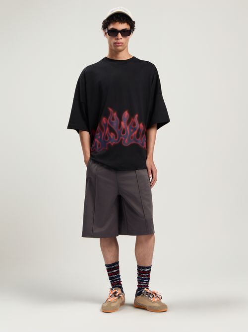 Flames Over T-shirt Man  Black