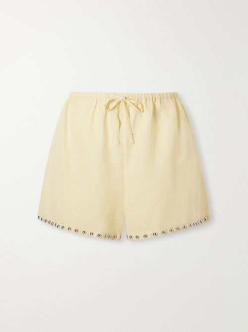 Paddle Studded Linen Shorts