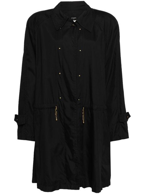2000s double-breasted belted trench coat - Black