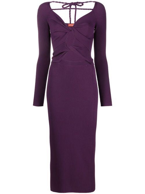 Cut-out long-sleeve maxi dress - Purple