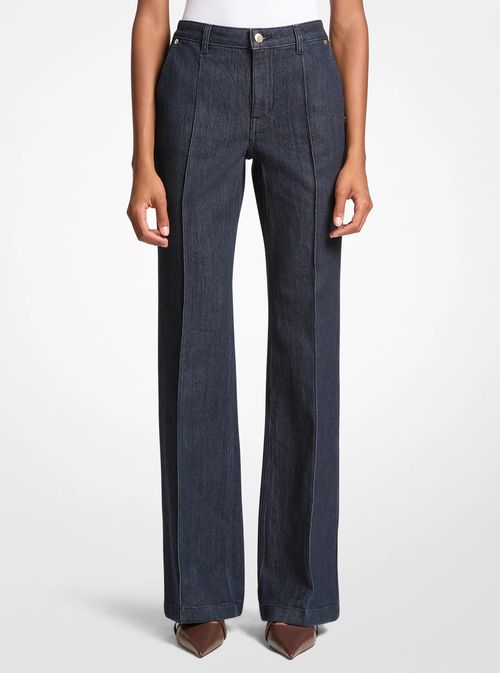 Pintuck Bootcut Stretch Denim Jeans in Blue - size 2