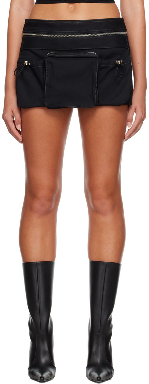 Black Utility Cargo Mini Skirt