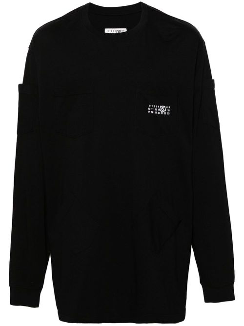 Numbers-motif cotton T-shirt - Black