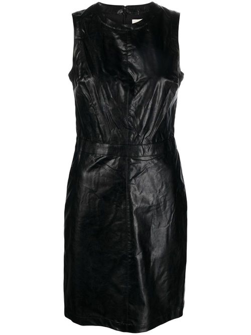 Faux leather mini dress - Black