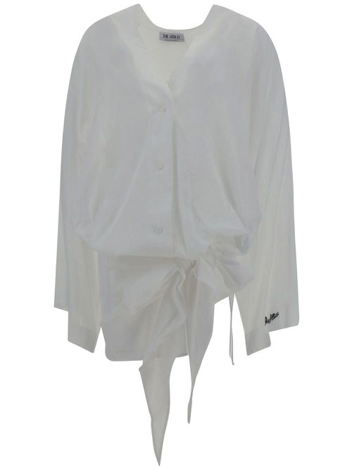 Drapped-detailing mini dress - White