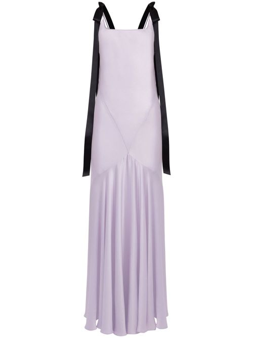 Bow satin maxi dress - Purple