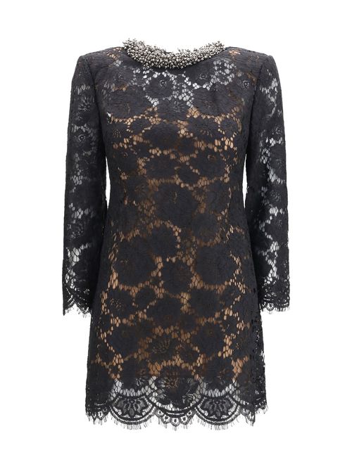 Lace Long Sleeve Dress — Black