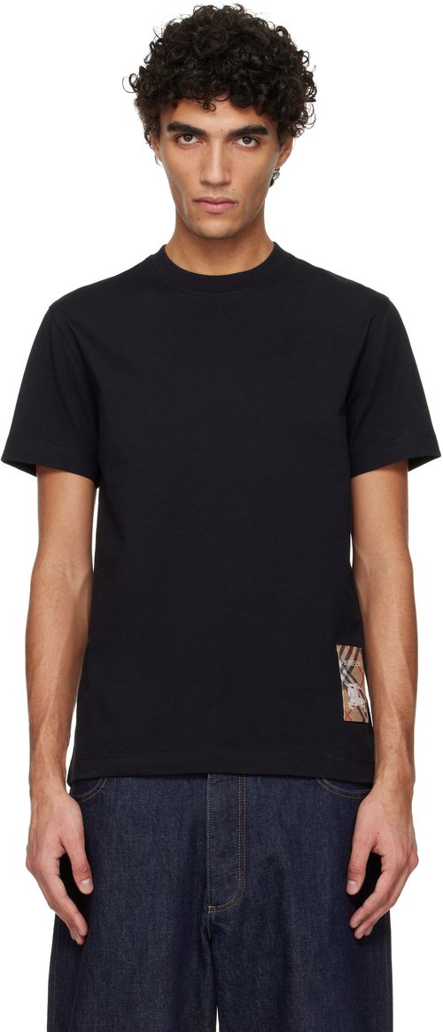 Black Check Label Cotton T-shirt