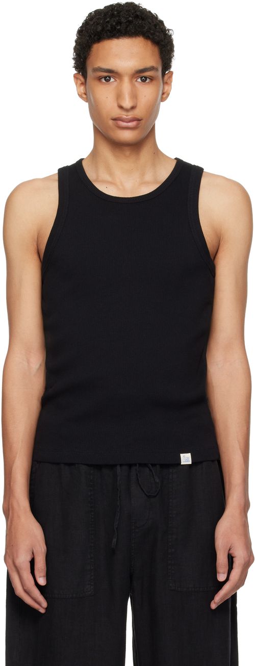 Black Iconic Ribbed Cotton Tank Top