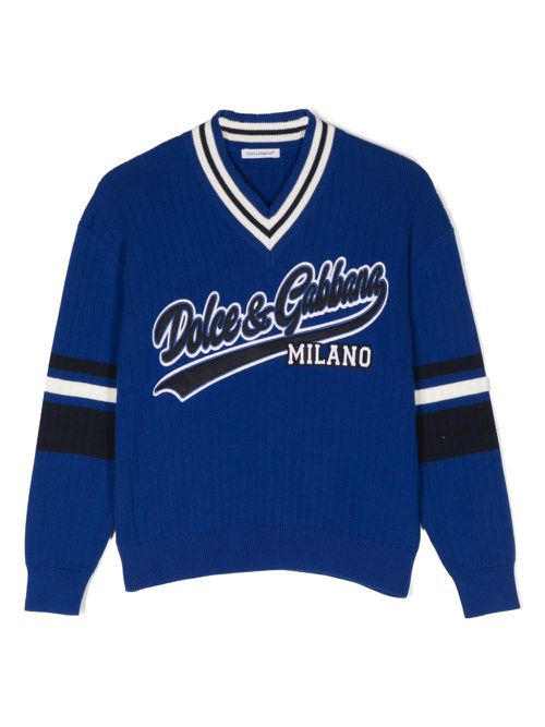 Logo-embroidered sweater - Blue