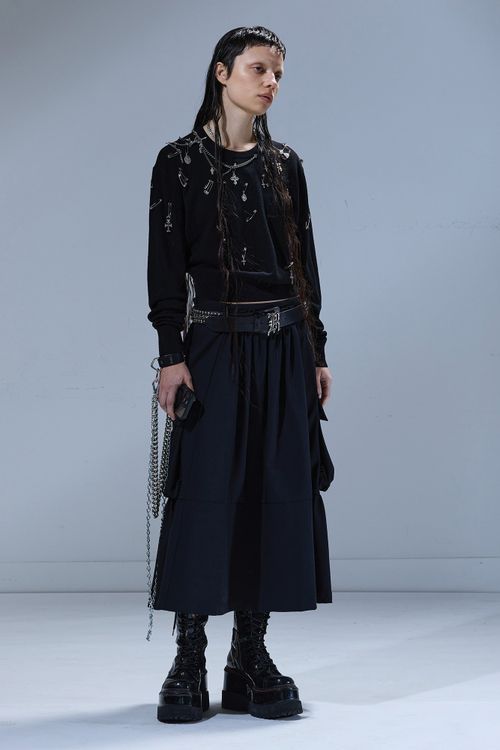 R13 Gathered Cargo Skirt - Black